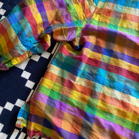 Kathleen sommers plaid multicolor silk blouse size medium - Picture 4 of 11